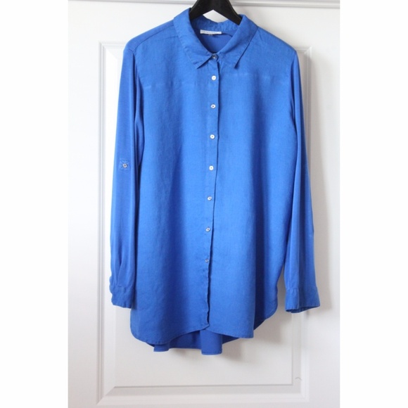 CALVIN KLEIN Button Down Shirt Size XL Women Blue - Picture 1 of 7